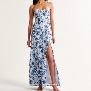 NWT Abercrombie Floral Blue and White Maxi Dress